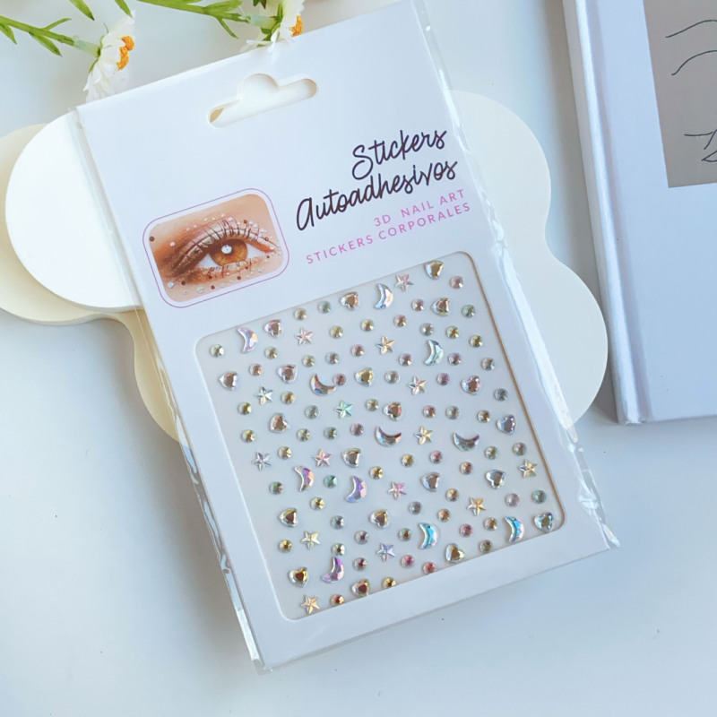 人気のアクリルダイヤモンドステッカーアイメイクアップアクセサリーメイクアップフェイシャルダイヤモンドステッカーdiy子供のパフォーマンスメイクアップステッカー|undefined