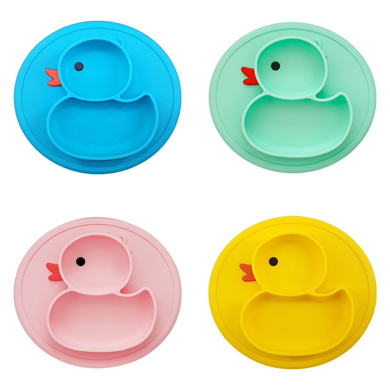 Little Duck Silicone Baby Dinner Plate Divided Kidsren's Dinner Plate Baby Dinner Plate Feeding Tableware