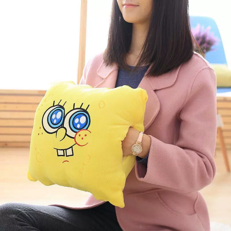 可爱小憩暖手枕海绵宝宝抱枕男女生公仔办公室家居插手午睡卡通