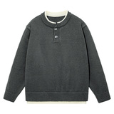 2026秋季运动风格圆领罗纹底摆宽松型长袖男针织衫透气腈纶面料，男装针织衫/毛衣，星座614