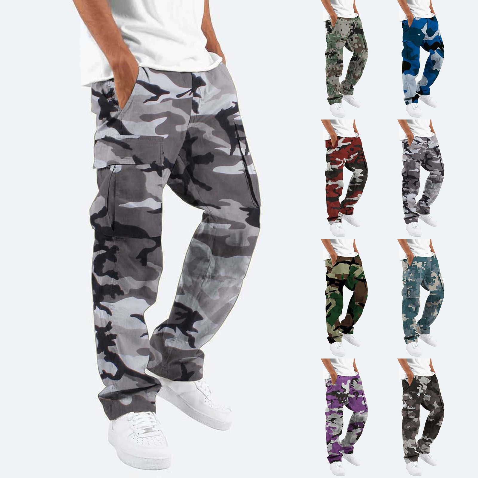 2024 new men's stitching camouflage jogging pants outdoor sports pants football training pants fitness pants casual pants