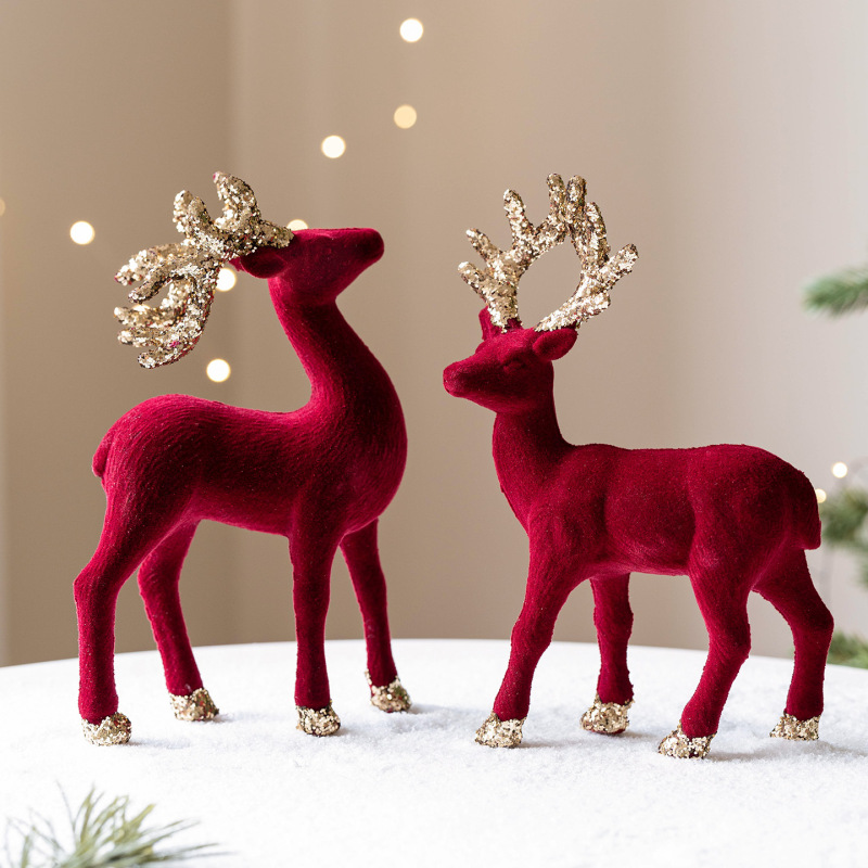 クロスボーダー新しいクリスマス装飾シャンパンシルバーレッドヘラジカデスクトップ装飾品INSアレンジメント写真小道具|undefined
