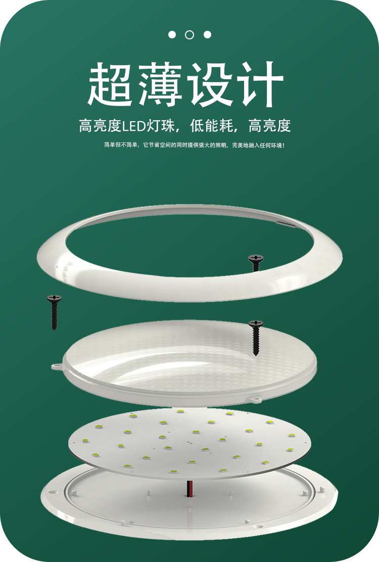 12-24V Slim LED Ceiling Light IP67 Waterproof Touch Switch for RV Kitchen