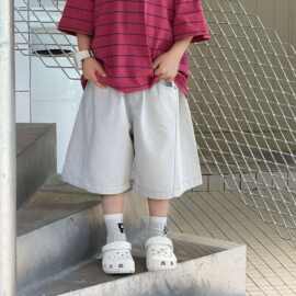 泰如2026夏季新款儿童纯色牛仔短裤男童纯色百搭水洗简约短裤潮