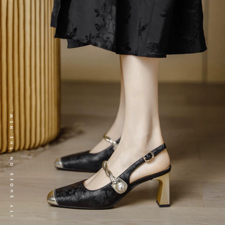 Обувь, туфли на каблуках, летняя обувь, чонсам, высокие сандалии, китайский стиль, городской стиль
