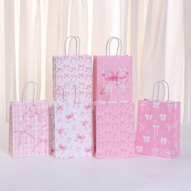 Sweet Bow Printed Handbag Girls Birthday Souvenir Packaging Bag Creative Small Fresh Holiday Gift Bag
