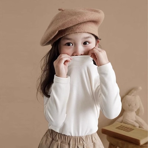 Y De Rong Bottoming Shirt for Girls, New Autumn/Winter Style, Semi-High Collar, Western-Style Inner Top, Long-Sleeved T-Shirt for Kids and Baby Girls