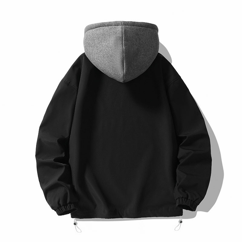 Falsa chaqueta con capuzas de dos piezas, chaqueta vintage para hombres, primavera y otoño, estilo japonés retro, moda suelta, guapo