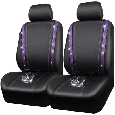 Diamond-Studded Car Seat Set, Universal seat cover - purple-diamond-4-piece-set-universal-model