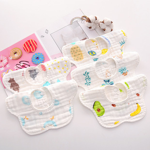 Baby six-layer cotton gauze bib bib baby anti-spitting milk newborn bib for boys and girls spring and autumn