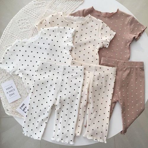 Children's air-conditioned clothing set home baby short-sleeved pajamas summer new style girls can wear T-shirt two-piece set trendy