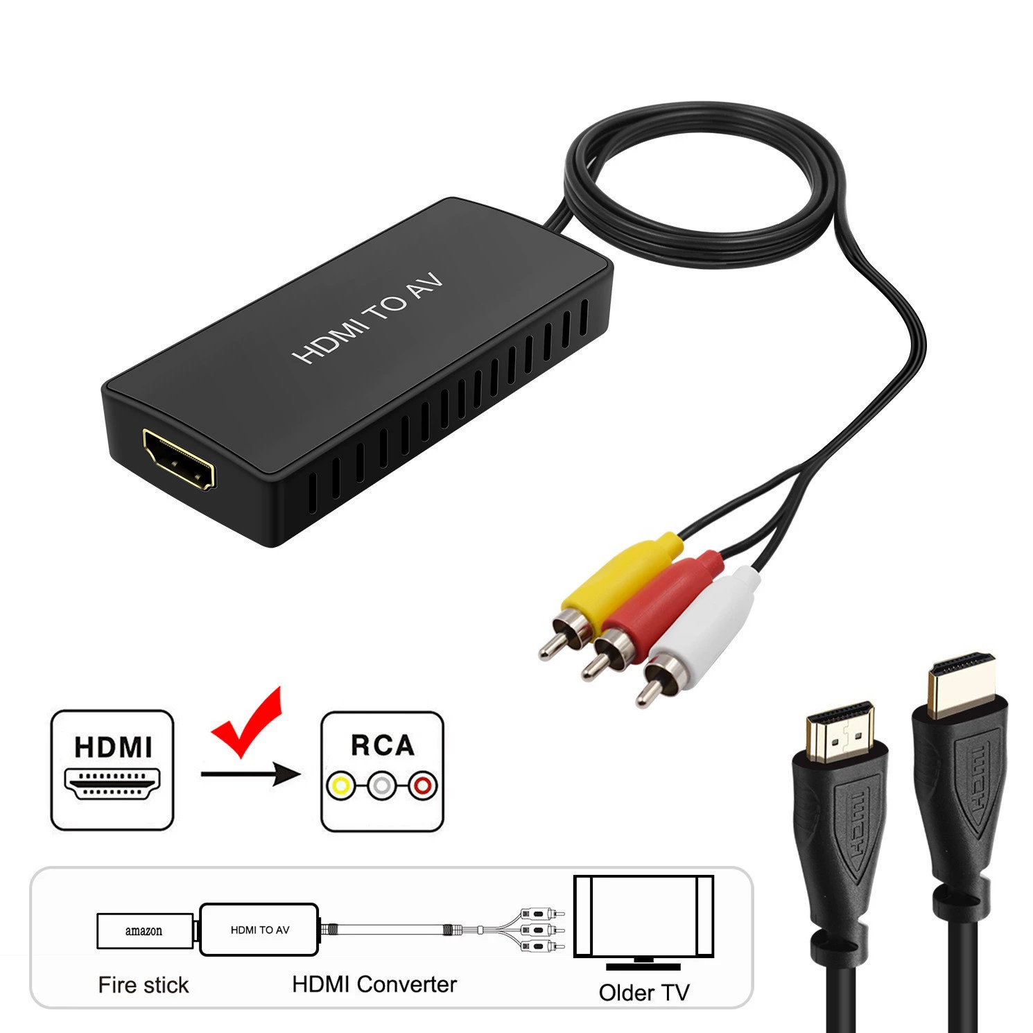 AV на HDMI конвертер для PS1, PS2, PS3, STB, Xbox, VHS, VCR, Blu-ray/DVD (AV→HDMI)