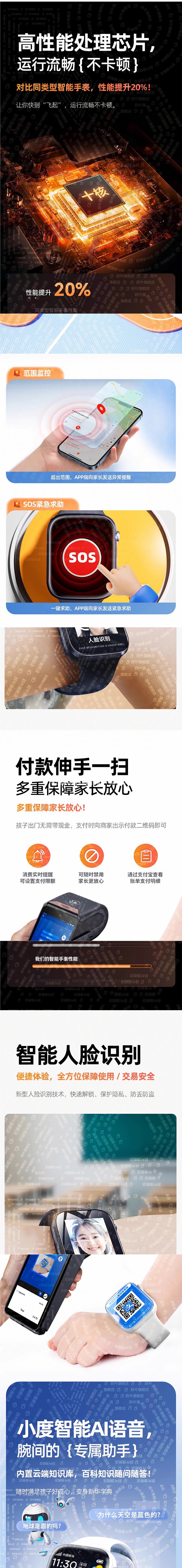 The new 5G all-network smart children's smartwatch features a large screen with card-inserting functions and supports NFC positioning Application Scenario