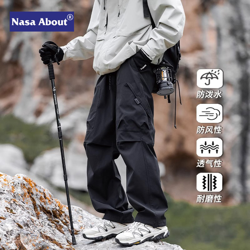 Nasa Autumn and Winter Mountaineering Three-Proof Tactical Pants Men's Outdoor Cargo Pants Fleece-Lined Casual Long Pants 2025 Winter New