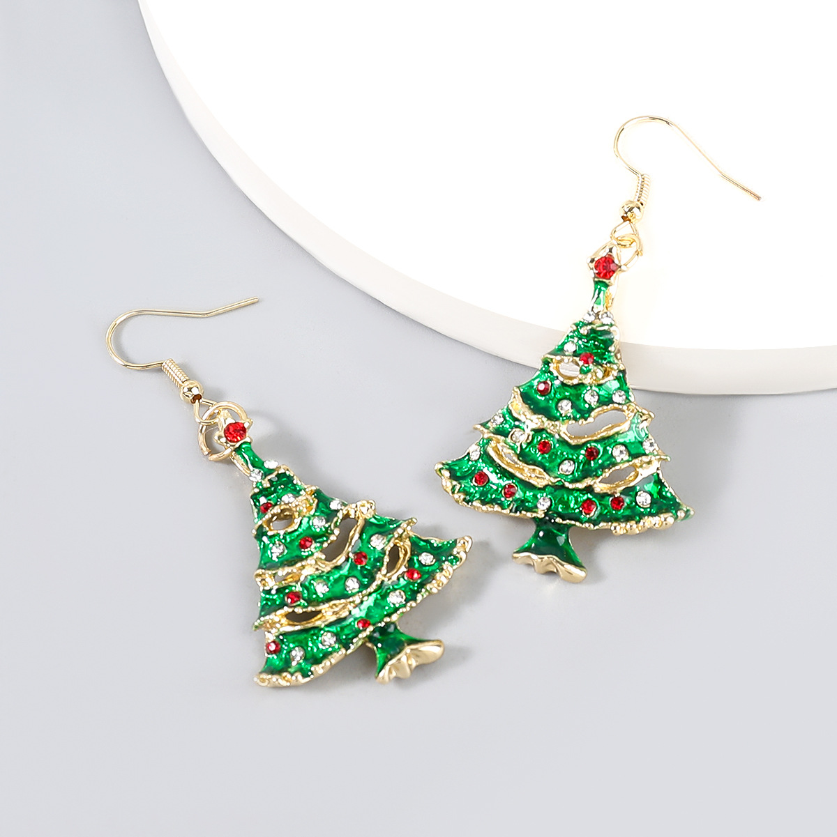 Christmas2021 Christmas series alloy drip oil acrylic Christmas tree earrings women's fashion ear jewelry