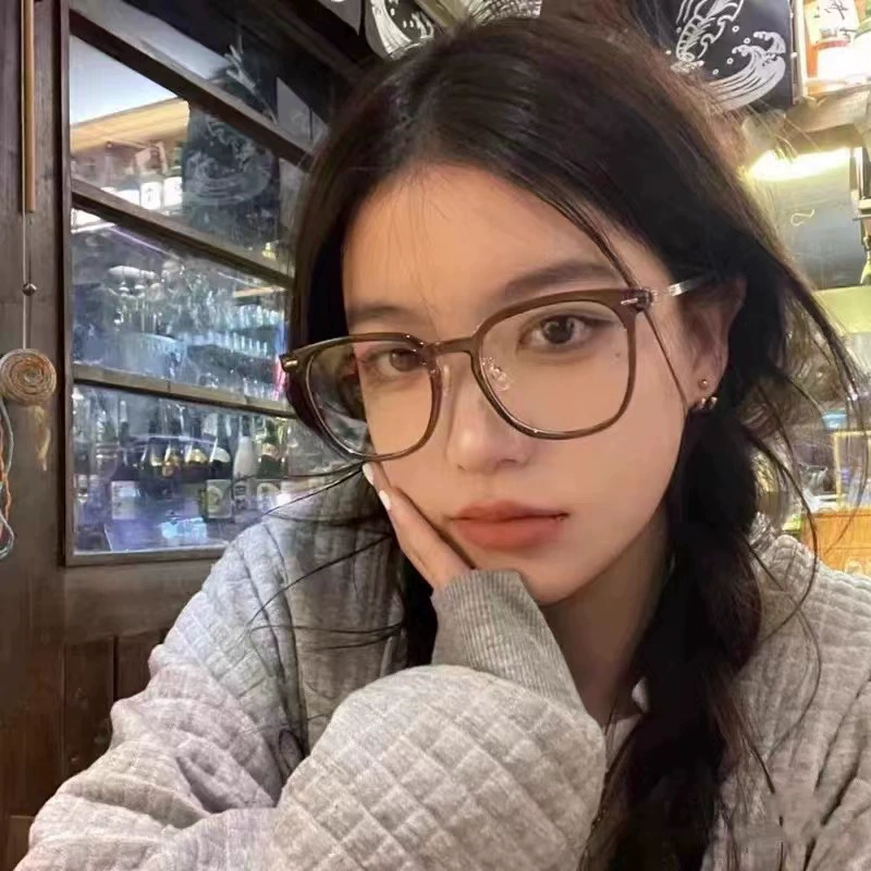 Холодный чай цвет очков коробка женский корейская версия Су Ян большое лицо тонкая и может быть подобрана с зеркало-под-гляд mirror полка анти-синий свет очки