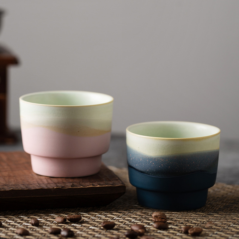 Taza de cerámica de estilo chino Taza de degustación de café de oficina Taza para el hogar Taza creativa de horno rosa personalizada
