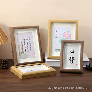 照片相框摆台定制批发画框空框装裱6寸8寸木质a4洗照片做成相片框