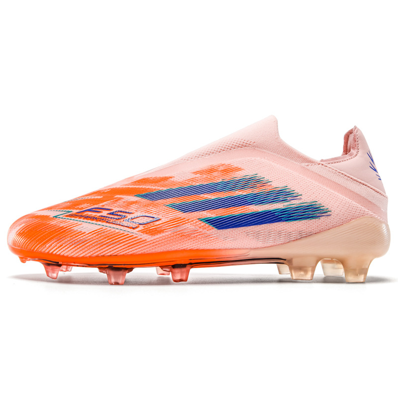 Nuevos zapatos de fútbol juveniles sin costura de tejido sin lazos de entrenamiento de césped profesional zapatos de fútbol transfronterizos al por mayor