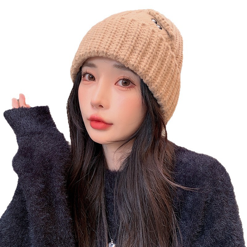 帽子女秋冬2025新款加厚保暖毛线帽时尚百搭针织帽套头包头冷帽男|undefined
