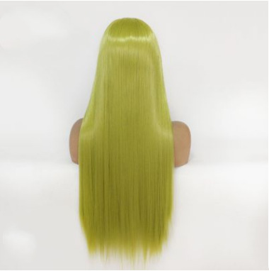 Peruca amarilla fibra química frente encaje largo cabello recto europeo y americano encaje cabello largo cubierta LW0284