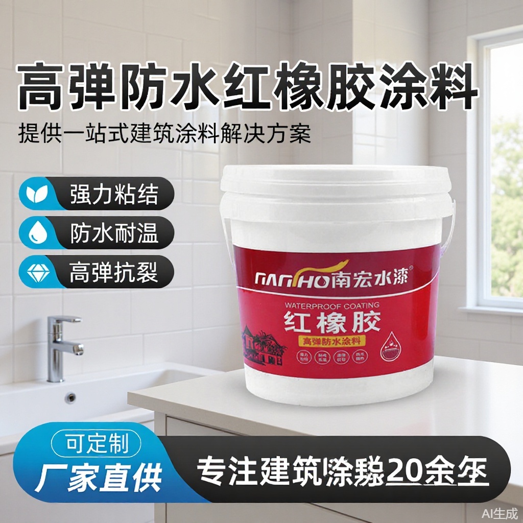 厂家高弹防渗防水红橡胶涂料阳台楼面屋顶补漏专用支持拿样