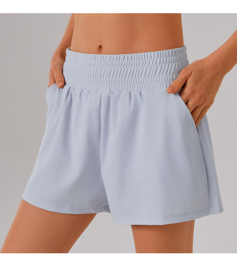 Solid Color round Neck Quick Dry Short Sleeved Top Faux Two Pieces Anti Exposure Shorts Loose Sports Yoga Fitness Set