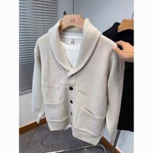 2025秋冬新款英伦轻奢高定加厚复古开衫男韩版修身保暖商务针织衫