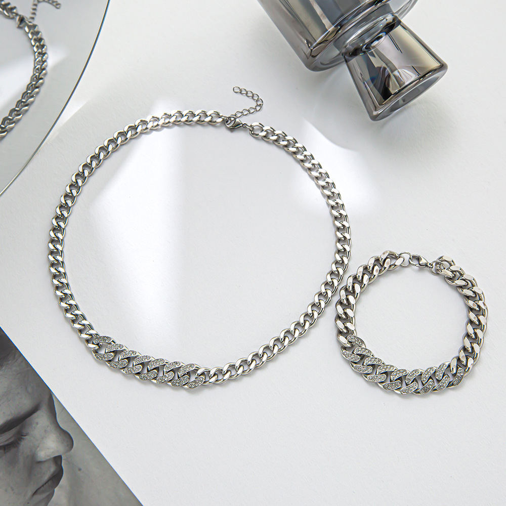 Fashion Geometric Titanium Steel Plating Artificial Rhinestones Bracelets 1 Piece