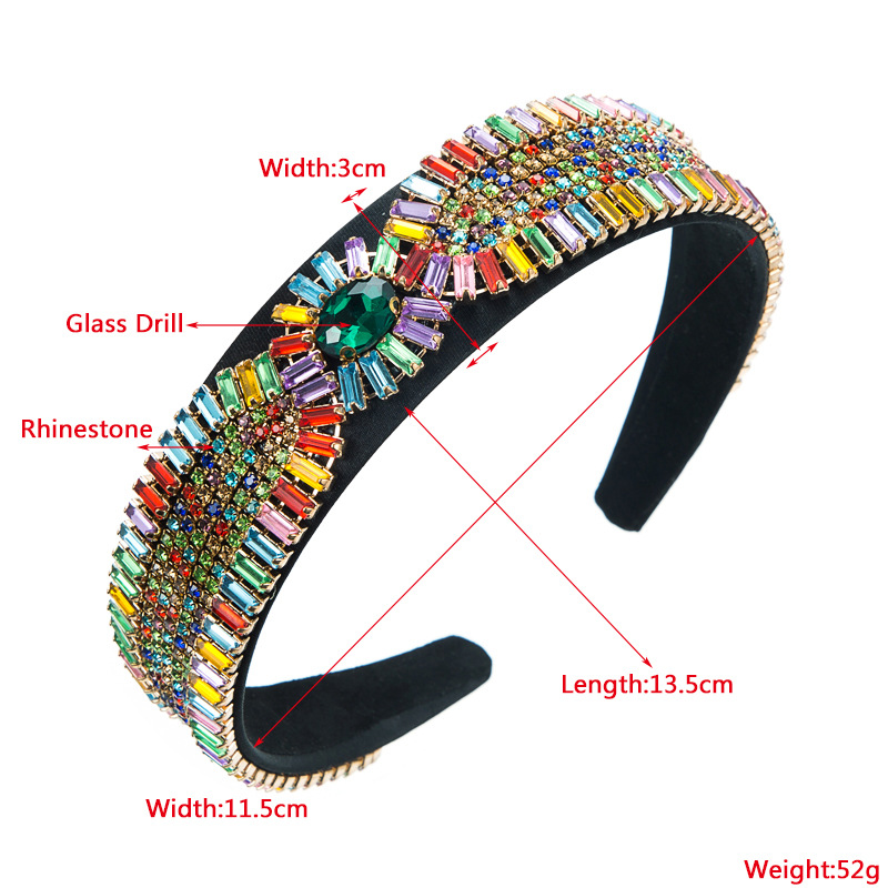 Baroque Style Geometric Color Glass Drill Full Diamond Headband Hair Accessories display picture 1