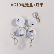 圆形AG10纽扣电池盒铜线灯圆木底座小夜灯玻璃罩装饰铜丝LED灯串