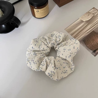网红韩版蓝色碎花大肠发圈头饰高弹扎头发饰后脑勺盘发头绳韩国