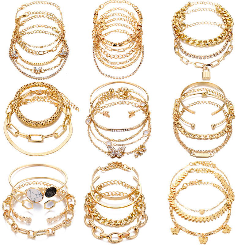 Amazon New Bracelet Set Women's European and American Multi-layer Bracelet Retro Simple Tassel Bracelet Women's Cross-border Jewelry