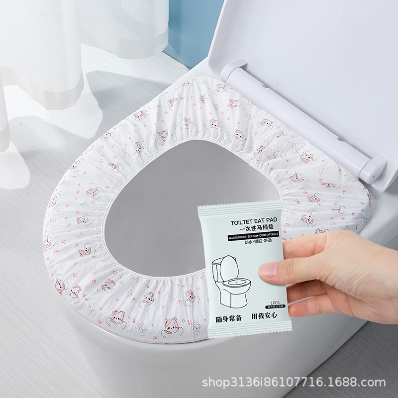 Cojín de inodoro Cojín de inodoro de doble capa no tejido engrosado desechable Cojín de inodoro portátil con cubierta de inodoro impreso