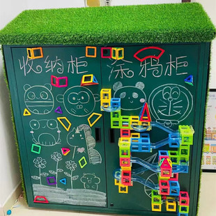 Kindergarten Outdoor Toy Cabinet Storage Rack Rainproof Cabinet Children's Outdoor Toy Cabinet with Door Wheels Graffiti Cabinet
