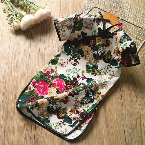  new summer style girls' stand-up collar cheongsam printed ethnic style children's skirt trendy retro style dress for middle-aged and small children