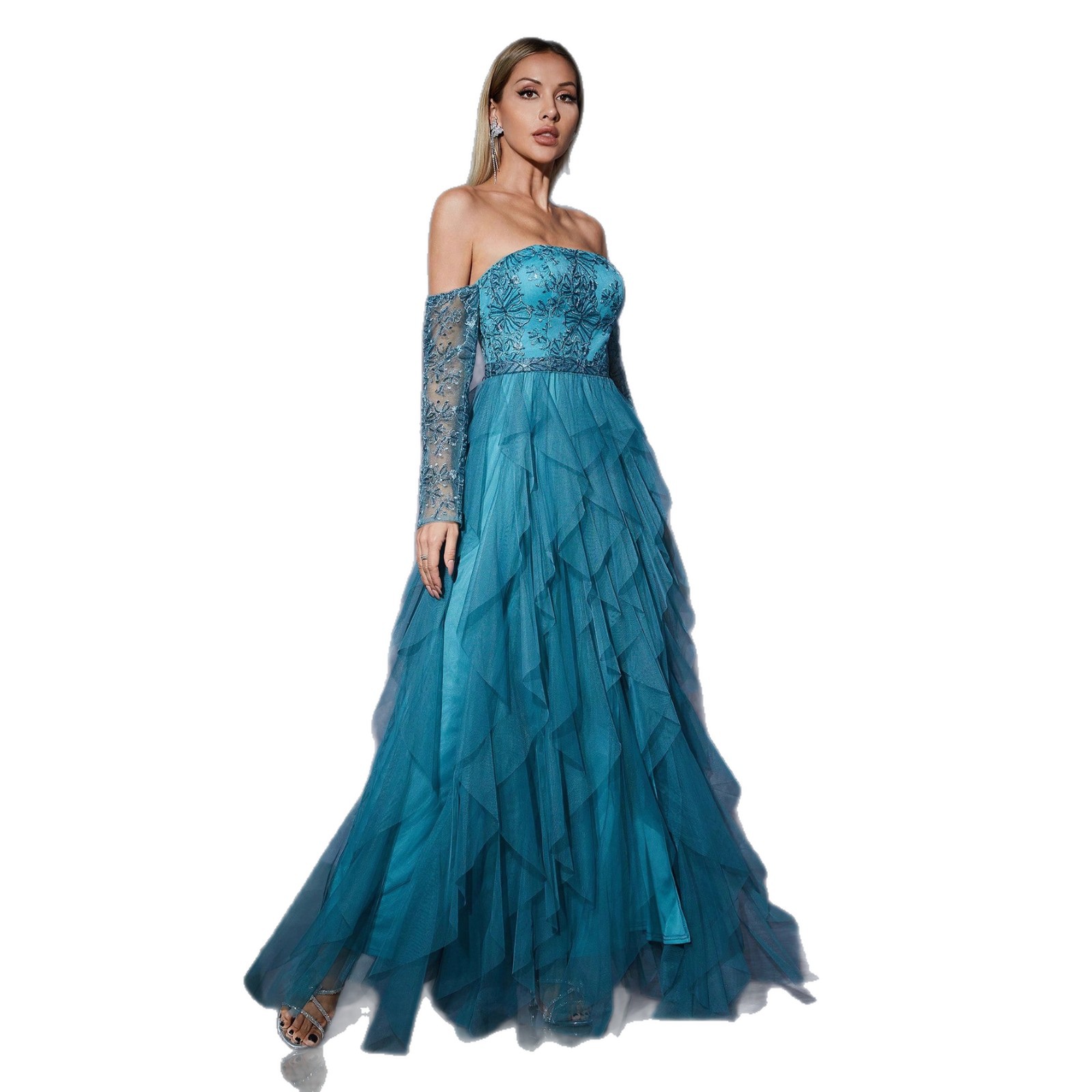 2026 nuevo estilo de diseño de malla ligero lujoso nicho vestido de noche para mujeres