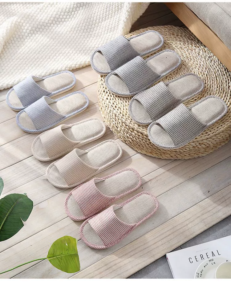 Льняные тапочки Мужские и женские весенне-летние домашние тапочки, четыре сезона, хлопковые и льна, бесшумные Дышащие Модные Тапочки для пар