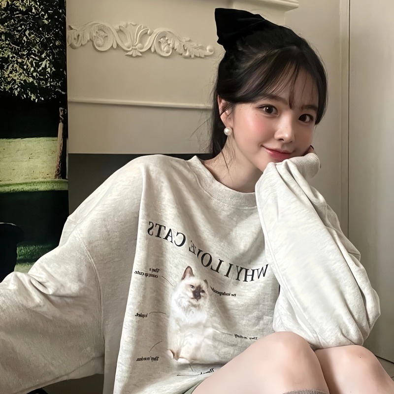 韩国潮牌itzavibe天使猫咪卫衣连帽纯棉宽松圆领李帝努罗民同款|undefined