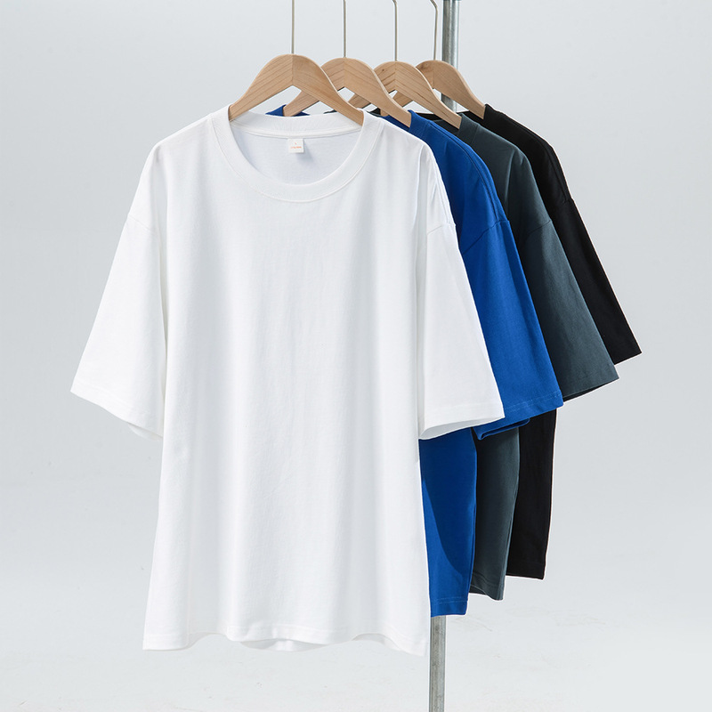 290g Heavy Solid Color Combed Cotton high quality Short-sleeved T-shirt Summer Loose Simple Basic Base Shirt TEE