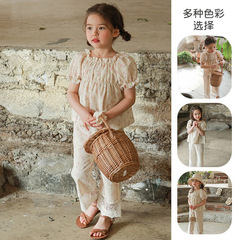 2024春季新款女童韓版洋氣美麗秀氣草莓珊圓領短袖