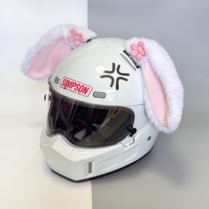 Personalized Rabbit Ear Helmet Decoration Plush Cute Rabbit Ear Earrings Sexy Motorcycle Ski Helmet Decoration Accessories