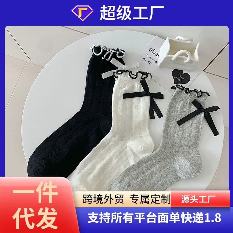 Носки для женщин, летние дышащие носки до середины икры с тонкой сеткой, носки в японском стиле для девочек, балетный стиль, носки с бантом и ворсом jk