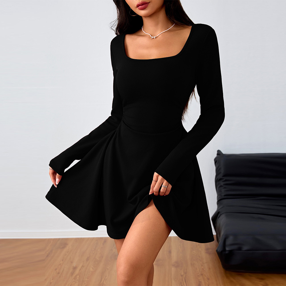 Women's Elegant Square-Neck Mini High Waist Dress