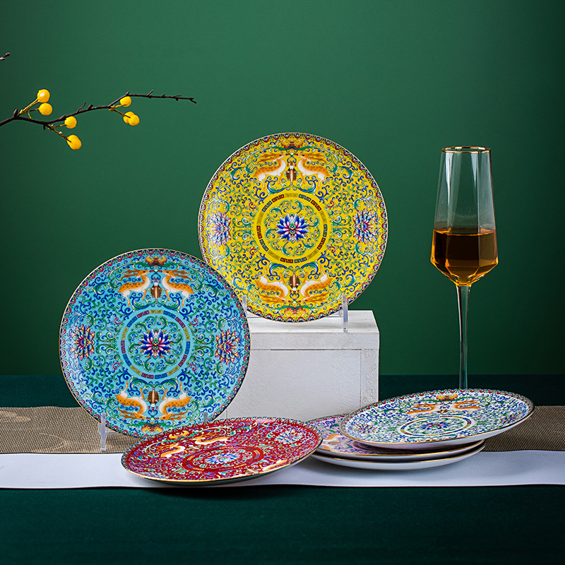 景德鎮骨瓷瓷盤家用深菜盤酒店商用骨碟中式淺盤餐具大圓盤多尺寸