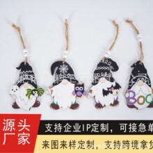 CY跨境新款万圣节无脸老人木牌挂件鬼节老人鲁道夫彩绘木质圣诞饰