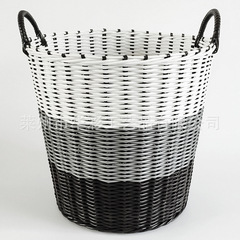 プラスチック製の模造籐製の汚れた服のバスケット、家庭用シンプルな収納バスケット、汚れた服のバスケット、洗濯おもちゃ、丸型を販売しています。