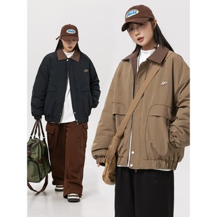 American retro lapel jacket cotton-padded jacket men's and women's winter New quilted warm cotton-padded jacket zipper cotton-padded jacket