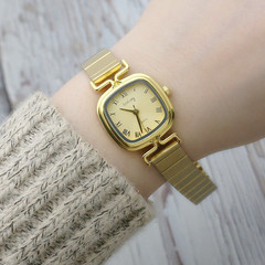 方形時尚流行竹節帶女表百搭女生石英表外貿網絲帶潮表森系女士表