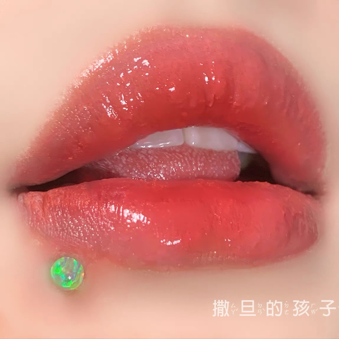 Satan's Child Aurora Opal 316L Surgical Steel Tongue Barbell Lip Ring - 12mm Bar Length 1.2mm Thick detail image 9